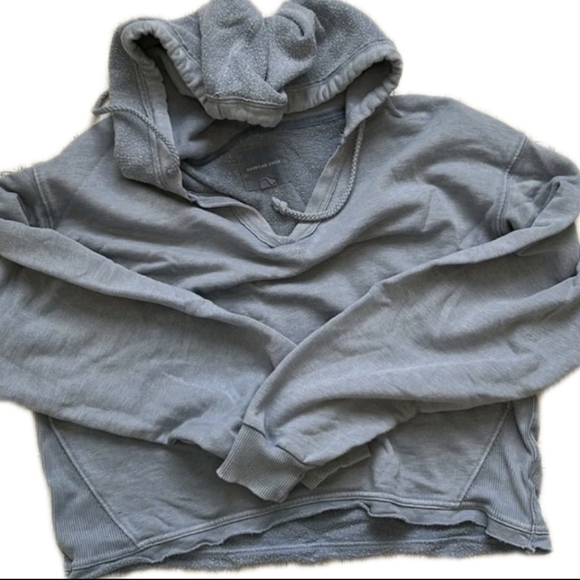 American Eagle Grayish Blue Pullover Hoodie Sz L Womans Casual Cotton Blend 💵 - Picture 2 of 10